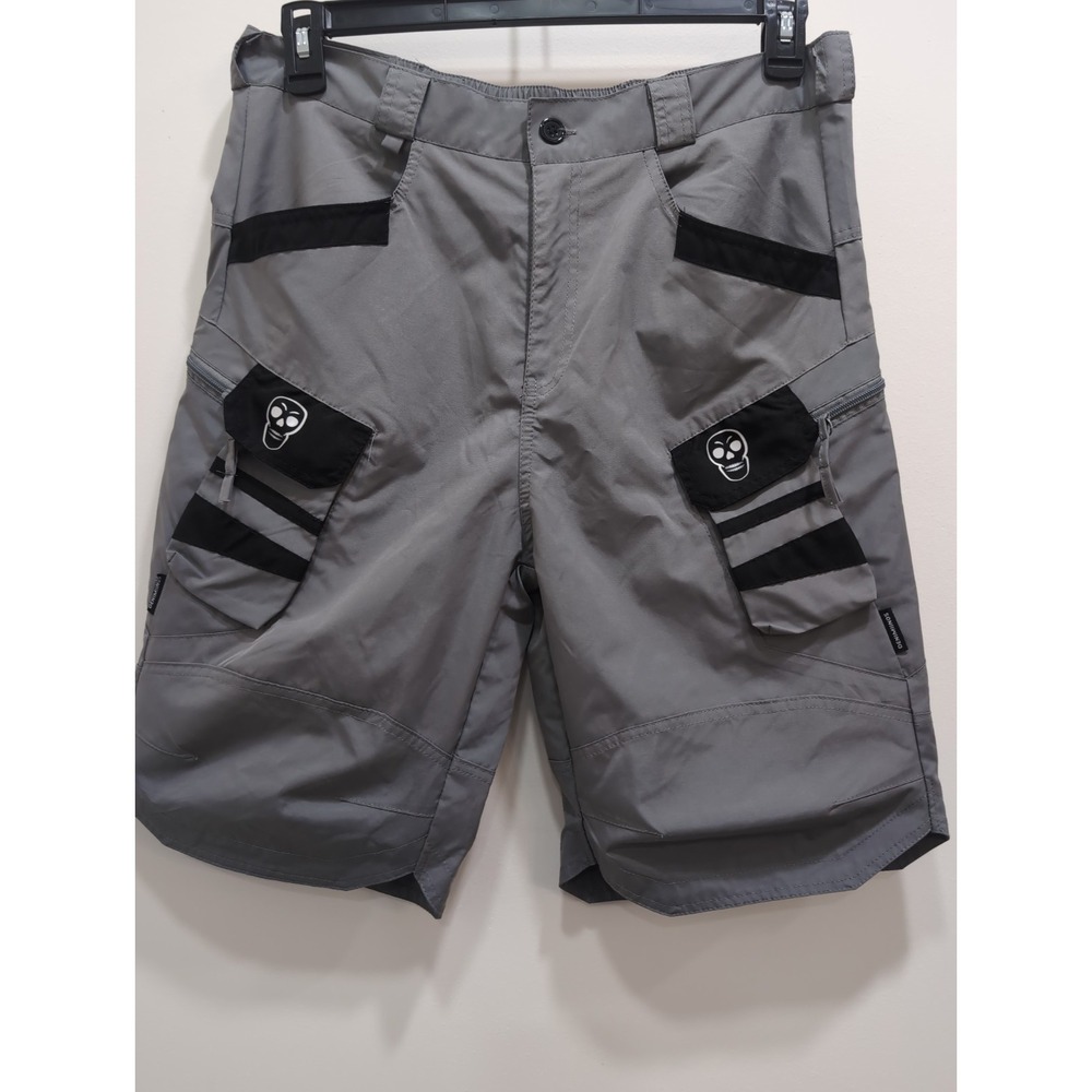 Deniminos Men's Gray Cargo Skull‎ Shorts Pockets Stretch Grunge Goth Sz. M